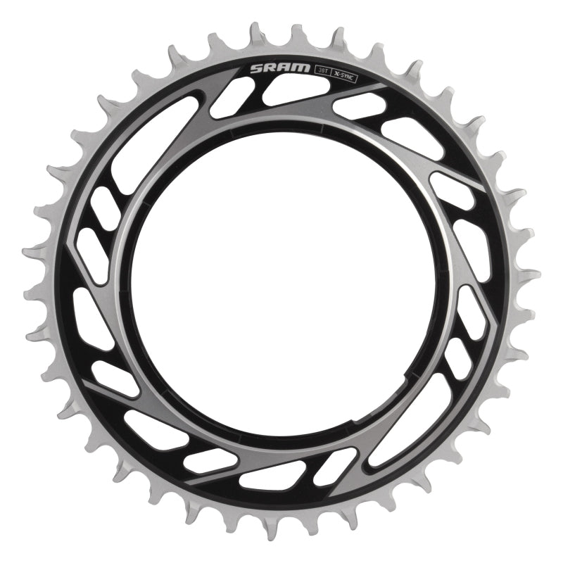 SRAM RED XPLR X-Sync Thread Mount Chainring - 38t 12/13-Speed Thread Mount For RED XPLR AXS PM Spider 6.5mm Offset BLK/Silver E1