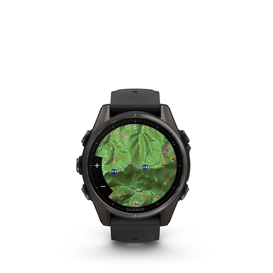 Garmin fenix 8 Smartwatch - 43mm AMOLED Sapphire Carbon Gray DLC Titanium BLK/Pebble Gray Silicone