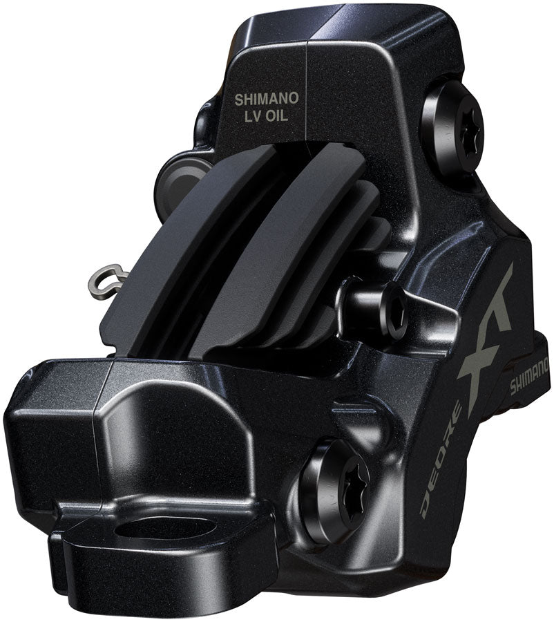 Shimano Deore XT BR-M8220 Disc Brake BL-M8200 Lever - Right/Rear Post Mount 4-Piston Caliper SM-BH90-SBM Hose Fin Metal Pads BLK