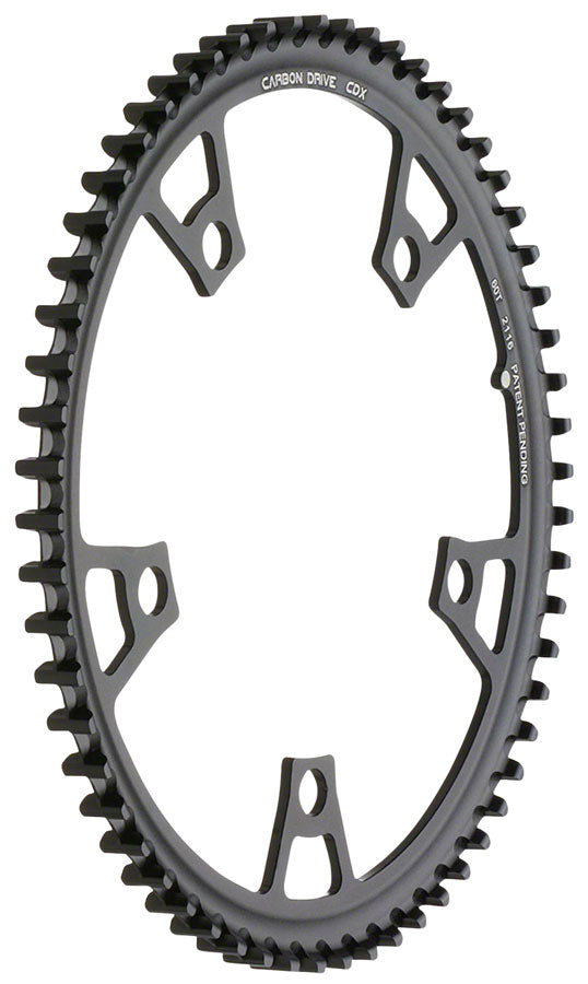 Gates Carbon Drive CDX CenterTrack Front Belt Drive Ring - 60t 5-Bolt 130mm BCD BLK
