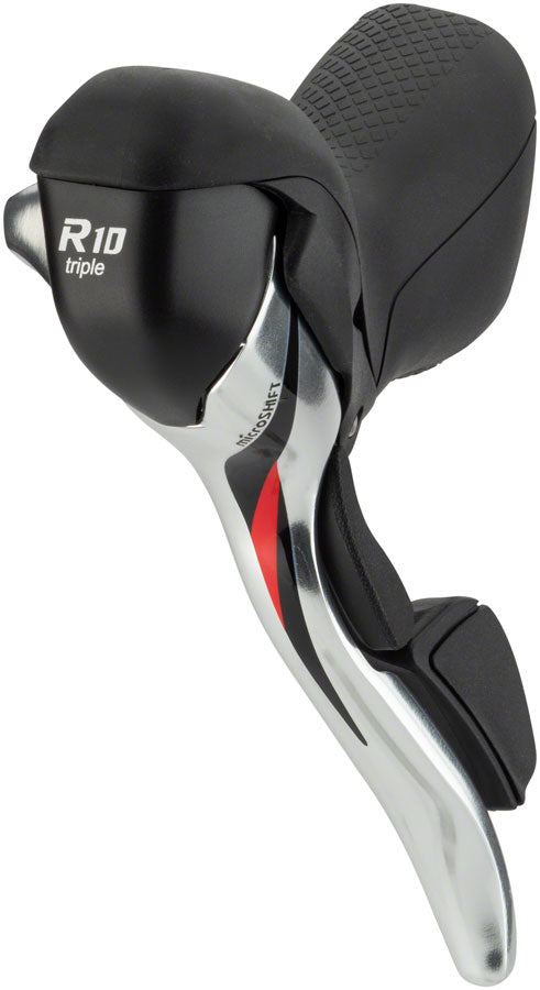 microSHIFT R10 Left Drop Bar Shift Lever Triple Shimano Compatible Silver