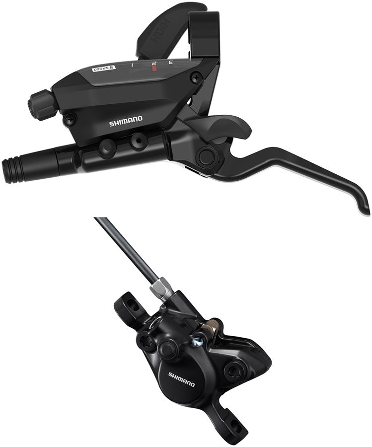 Shimano ST-EF515-L EZ Fire Plus Shift/Brake Lever BR-MT200 Disc Brake Caliper - Left/Front 3x Shift Post Mount 2-Piston BLK