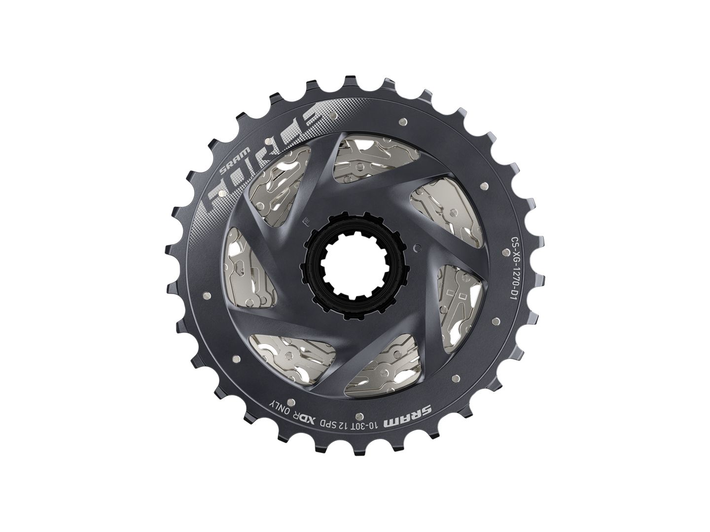 SRAM Force AXS XG-1270 Cassette - 12-Speed 10-30t Silver For XDR Driver Body D1