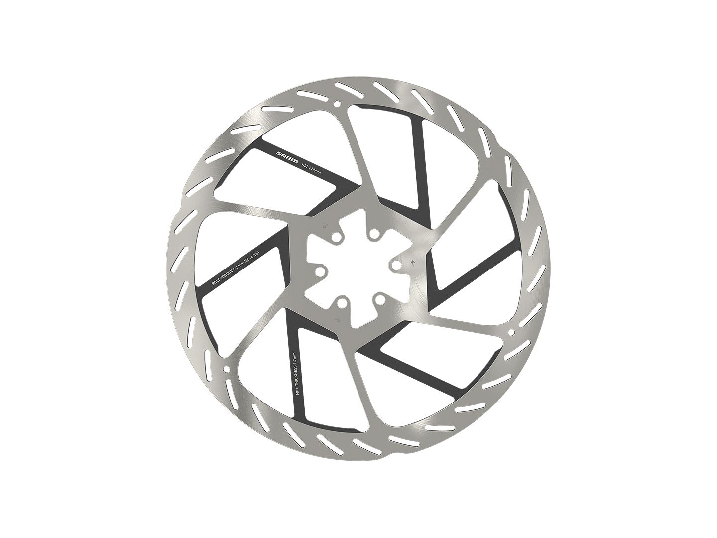 SRAM HS2 Disc Brake Rotor - 220mm 6-Bolt Rounded Silver/Black