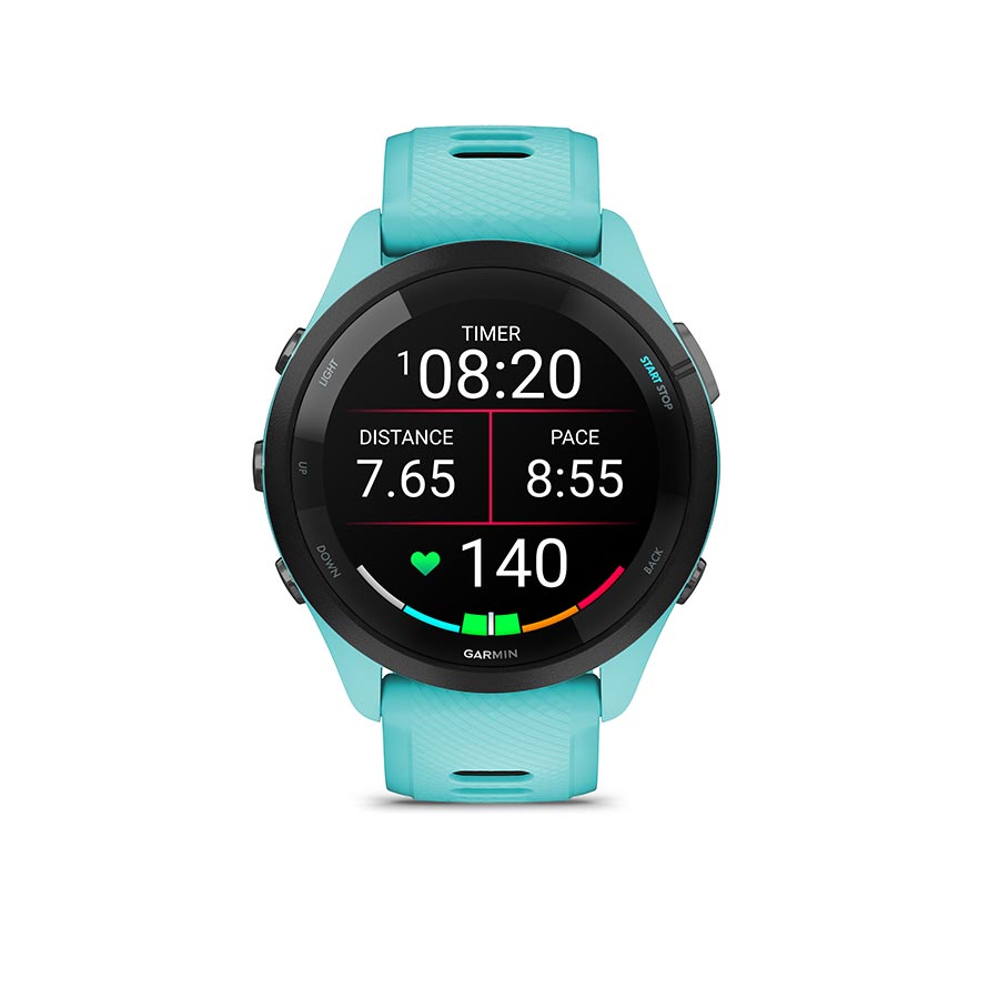 Garmin Forerunner 265 Music Watch Watch Color: Aqua Wristband: Aqua/Black - Silicone