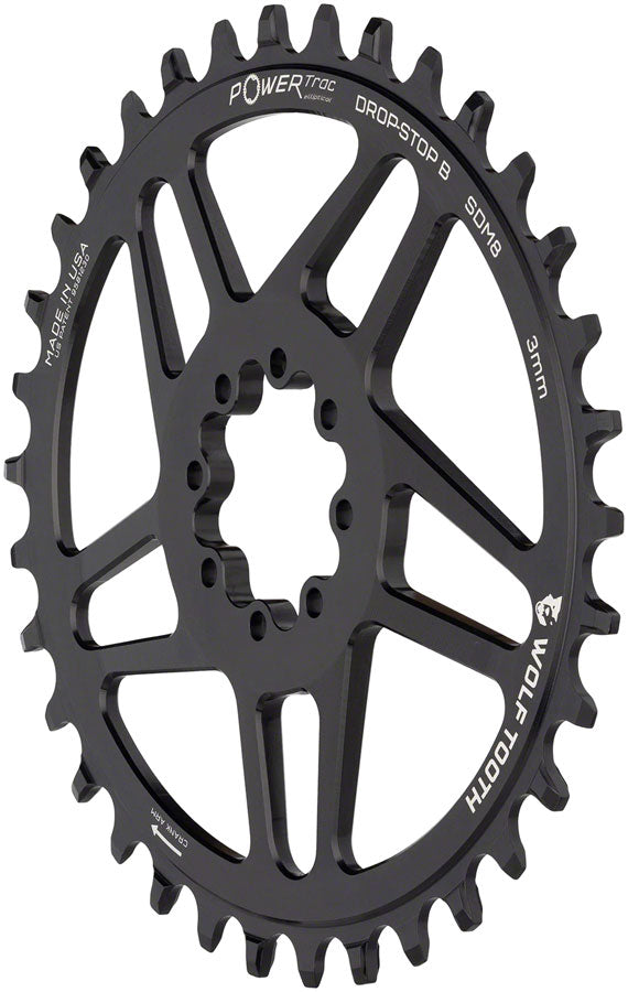 Wolf Tooth Elliptical Direct Mount Chainring - 32t SRAM Direct Mount Drop-Stop B For SRAM 8-Bolt Cranksets 3mm Offset BLK