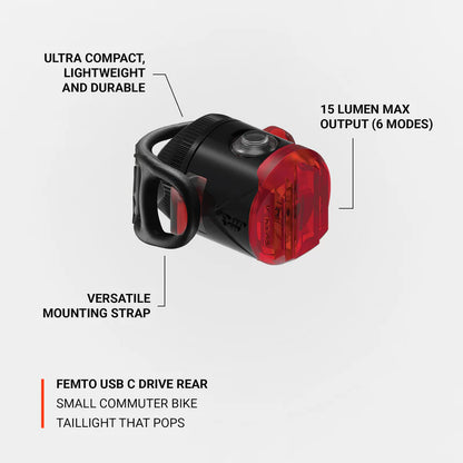 Lezyne Femto USB-C Drive Taillight - Black