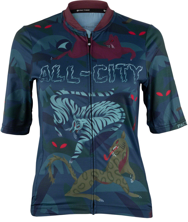 All-City Night Claw Womens Jersey - Dark Teal Spruce Green Mulberry Medium