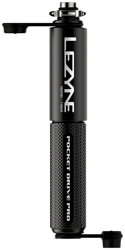 Lezyne Pocket Drive Pro Mini Pump - Aluminium 160psi Presta/Schrader With Mount BLK