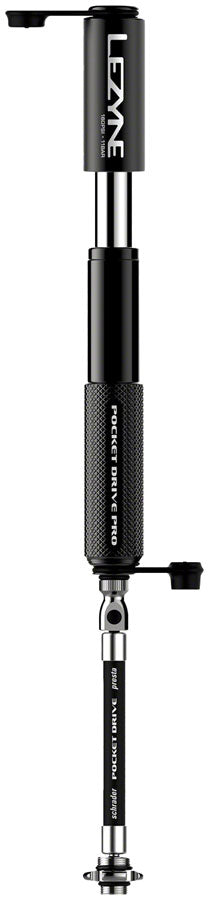 Lezyne Pocket Drive Pro Mini Pump - Aluminium 160psi Presta/Schrader With Mount BLK