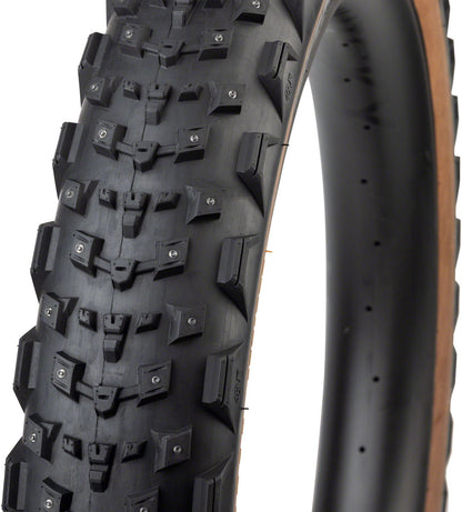 45NRTH Dillinger 4 Tire - 27.5 x 4.0 Tubeless Folding Tan 60 TPI 168 Large Concave Carbide Aluminum Studs