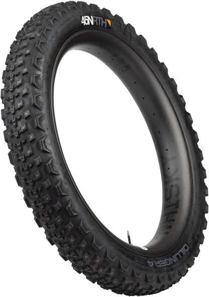 45NRTH Dillinger 4 Tire - 27.5 x 4.0 Tubeless Folding BLK 120 TPI 168 Large Concave Carbide Aluminum Studs